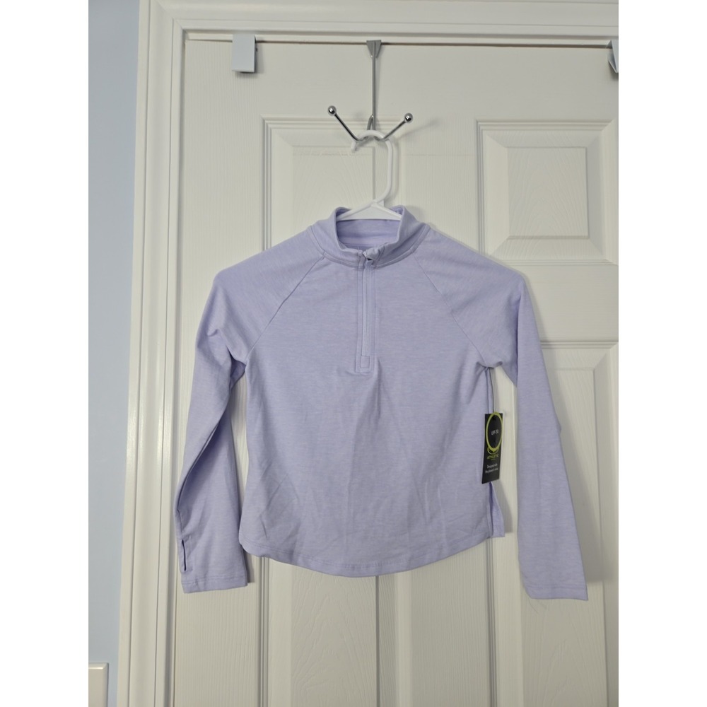 Athletic Works Girls Size XS (4-5) Pullover 3/4 Zip Lavander With Thumb Holes‎
